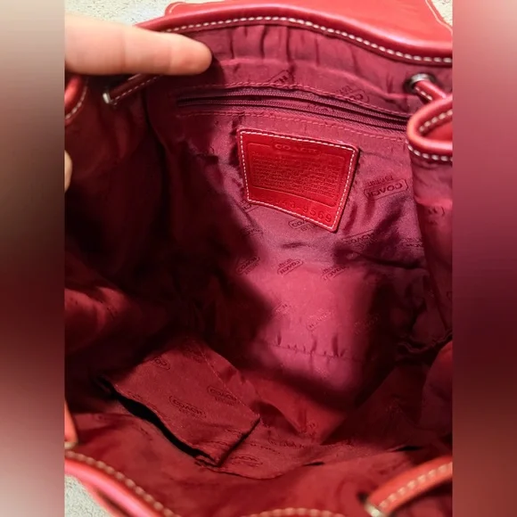 Vintage Coach Legacy Drawstring Leather Backpack dark red leather Style #9569 - Picture 13 of 15